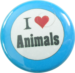 I love animals Button blau - zum Schließen ins Bild klicken